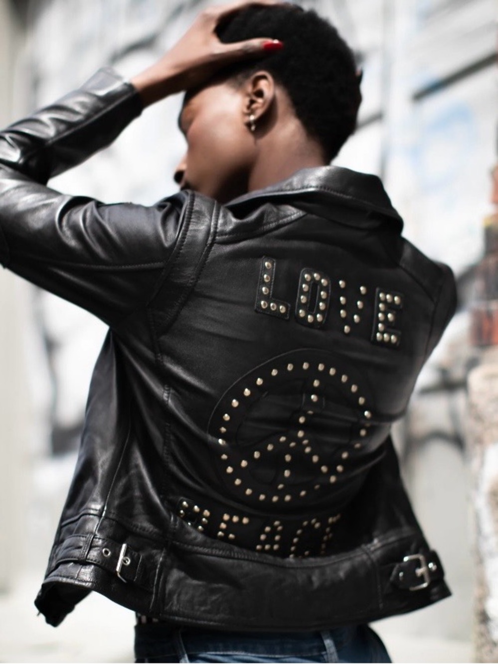 Anthropologie - Mauritius Black Leather Moto Jacket with studded design